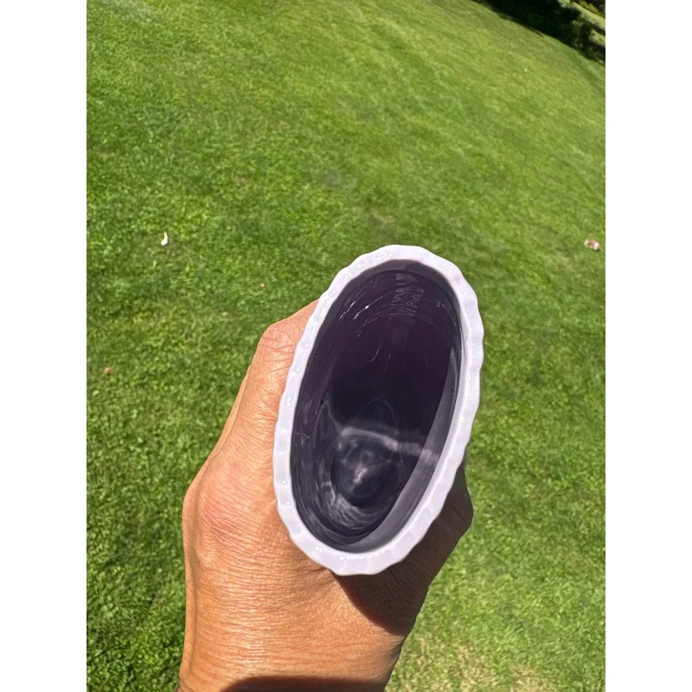 Avon Lavender Ceramic Swirl Vase Ribbed Textured Purple Home Decor 7 Inch